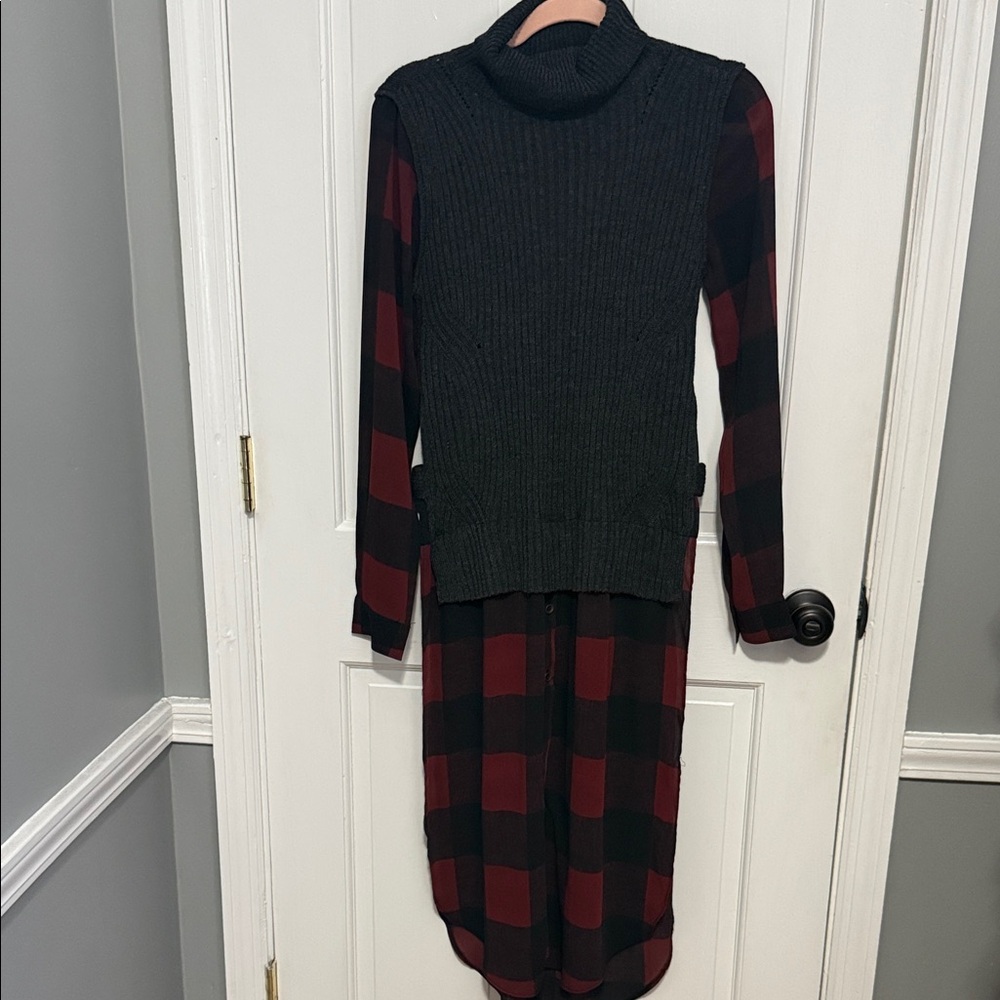 Rock & Republic Black and Red Checkered Tunic